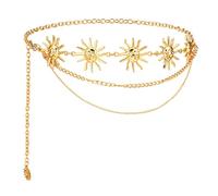 BOHUIZ Women Waist Chain Belt Multilayer Metal Belt Gold Sun Adjustable Boho Waist Chains Country Concert Outfit for Dress
