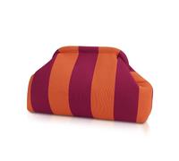 bohunono Woven Clutch Purses for Woman,Summer Beach Purse for Vacation, Woven Striped Dumpling Bag,Crochet Evening Handbag, A-orange+purple, L