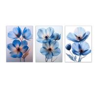 BOHUO 3 Panel Wildflower Canvas Wall Art Nature Floral Picture for Bedroom Abstrait Abstract Florals Landscape Picture Textured Painting Artwork Large for Living Room(Blue 46)-50x70cmx3 Unframed