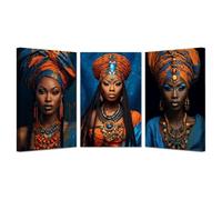BOHUO 3 PCS African American Black Women Canvas Wall Art Bohemian Painting Wall Decor Posters Print Artwork for Living Room Home Decoration(Bronze 61)-60x80cmx3 Framed
