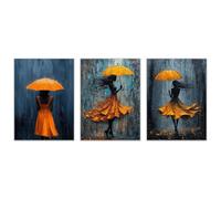 BOHUO 3 PCS African American Canvas Wall Art Abstract Black Woman Sexy Abstract Florals Landscape Picture Painting Artwork Large for Living Room(Off-white 30)-60x80cmx3 Unframed