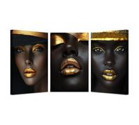 BOHUO 3 PCS African American Women Canvas Wall Art Abstract Pictures Art Prints for Nordic Minimalist Room Bedroom Wall Decor(Brown 42)-50x70cmx3 Framed