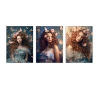 BOHUO 3 Pieces Elegant Abstract African American Canvas Wall Art Colorful Leaf Painting Botanical Art Print for Living Room, Bedroom, Office(Grey 59)-60x80cmx3 Unframed