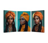 BOHUO 3 Pieces Elegant Abstract African American Canvas Wall Art Cool Leaf Painting Botanical Art Print for Living Room, Bedroom, Office(Metallic 13)-40x60cmx3 Framed