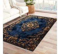 BOHUO 3D Area Rugs for Bedroom Vintage Design Flower Carpet Machine Washable Rug for Bathroom Bedroom Laundry Hallway Room(Blue 32)-90x150cm