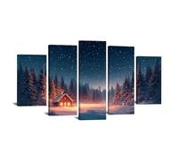 BOHUO 5PCS Modern Landscape Poster Winter Painting Canvas Abstract Forest Posters Prints Paintings for Home Living Room Bedroom Decoration(Grey 55)-80x150cm Framed