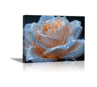 BOHUO Abstract Floral Canvas Wall Art Golden Glitter on Black Background - Modern Decor for Bathroom Living Room, Office Home Decor Gift, Contemporary Design-30x45cm Framed