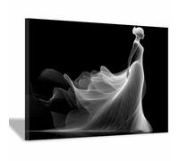 BOHUO African American Black Woman Canvas Wall Art Abstract Natural Landscape Painting for Bathroom Bedroom Living Room Home Decoration(Black and White 47)-30x45cm Framed
