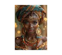 BOHUO African American Black Woman Canvas Wall Art Minimalism Portrait Decor Picture Living Room Bathroom Office Decoration(Gold 19)-50x70cm Unframed