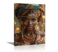 BOHUO African American Black Woman Canvas Wall Art Minimalism Portrait Decor Picture Living Room Bathroom Office Decoration(Gold 19)-70x100cm Framed