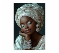 BOHUO African American Canvas Wall Art Abstract Black Woman Abstract Flowers Botanical Large Artwork for Living Room Women Bedroom Office Home Decor Modern Prints(Ivory 35)-40x60cm Unframed