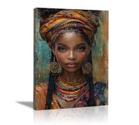 BOHUO African Canvas Wall Art Black Woman Minimalism Painting Modern Wall Decor Posters Print Artwork for Living Room Home Decoration(Grey 20)-50x70cm Framed