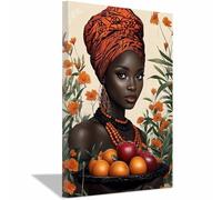 BOHUO African Woman Canvas Wall Decor American Black Women Wall Art Abstract Elegance Posters Prints Paintings for Home Living Room Bedroom Decoration(Green 20)-70x100cm Framed
