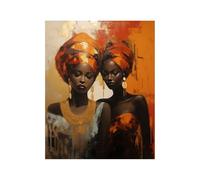 BOHUO African Woman Canvas Wall Decor American Black Women Wall Art Abstract Posters Prints Paintings for Home Living Room Bedroom Decoration(Orange 17)-50x70cm Unframed