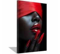 BOHUO African Woman Canvas Wall Decor American Black Women Wall Art Modern Cool Botanical Plant Poster Living Room Flower Artwork Modern Prints Bathroom Home Decoration(Beige 34)-40x60cm Framed