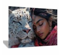 BOHUO Animal Contemporary Wall Art Canvas Modern Woman Painting Prints for Bedroom, Artwork Picture Wall Decor(Red 42)-70x100cm Framed