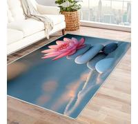 BOHUO Area Rugs 3D Home ocean beachStyle Zen Flowers Home Decor Washable Area Rugs for Entryway Bedroom Living Room Laundry Room Indoor carpet(Pink 11)-150x180cm