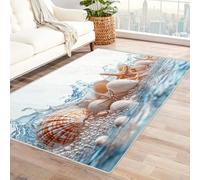 BOHUO Beach Ocean Themed Area Rug Seaside Entrance Mat for Home,Outside Entry,Yard,Floor,Patio carpet(Blue)-210x270cm