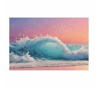 BOHUO Beach Sky And Sand Seaside Canvas Wall Art Picture Print Waves Modern Seascape Canvas Prints Seaview Landscape Artwork for Home Office Decorations(Pink 43)-30x45cm Unframed