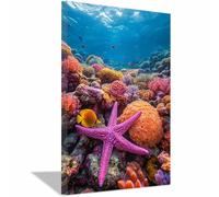 BOHUO Blue Beach Wave Pictures Painting on Canvas Wall Art Colorful Paintings for Living Room Bedroom Office Home Decorations Modern Artwork(Purple 49)-70x100cm Framed