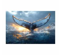 BOHUO Blue Beach Wave Pictures Painting on Canvas Wall Art Sunset Picture Print Poster for Bathroom Bedroom Living Room(Blue 23)-80x110cm Unframed