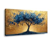 BOHUO Blue,yellow Abstract Landscape Painting On Canvas Modern, Minimalist Abstract Tree of life Wall Art Pictures For Living room Decor Home Decoration-60x120cm Framed