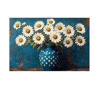 BOHUO Botanical Boho Floral Canvas Wall Art Abstract Modern Abstract Florals Landscape Picture Textured Painting Artwork Large for Living Room(Blue 20)-60x80cm Unframed