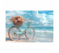 BOHUO Canvas Wall Art, Moon Sea Ocean Poster Print Decor Flowers Modern Seascape Canvas Prints Seaview Landscape Artwork for Home Office Decorations(Pink 11)-50x70cm Unframed