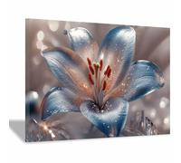 BOHUO Colorful Floral Canvas Wall Art Flowers Abstract Abstract Florals Landscape Picture Textured Painting Artwork Large for Living Room(Gold 59)-50x70cm Framed