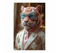 BOHUO Colourful Animal Canvas Wall Art Funny Pictures for Living Room Bedroom Kitchen Hallway Stairs Wall Decor(Pink 75)-30x45cm Unframed