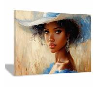 BOHUO Elegant Abstract African American Canvas Wall Art Abstract Poster Abstract Modern Prints Painting Home Decor For Bedroom(Blue 38)-80x110cm Framed