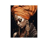 BOHUO Elegant African American Black Women Canvas Wall Art Abstract Wall Decor Poster Prints Aesthetic Pictures for Bedroom Living Room(Orange 11)-60x80cm Unframed