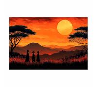 BOHUO Elegant African American Black Women Canvas Wall Art landscape Pictures Art Prints for Nordic Minimalist Room Bedroom Wall Decor(Orange 39)-70x100cm Unframed