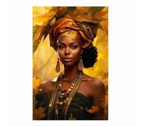 BOHUO Elegant African American Black Women Canvas Wall Art Modern Cool Artwork Modern Nature Picture Seascape for Office Living Room Bathroom(Red 28)-20x30cm Unframed