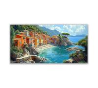 BOHUO Green,blue Sunset Canvas Wall Art Large, Mountain Ocean Tree Landscape Print Picture Artwork for Home Decor - Living Room, Bedroom, Kitchen Wall Art-70x140cm Unframed