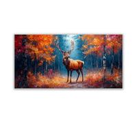 BOHUO Orange,blue Sunset Canvas Wall Art, Colorful Forest Deer Sunset Landscape Home Decor Wall Art Pictures Home Office Bedroom Posters Large-50x100cm Unframed