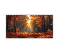 BOHUO Orange,gold Sunset Wall Décor Panoramic Canvas Wall Art Print, Autumn Forest Scenery Sunset Scenery Picture Painting- Modern Wall Artwork for Bathroom Home Office Decor-80x160cm Unframed
