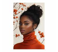 BOHUO Retro Style African American Canvas Wall Art Painting Black Woman Abstract Elegance Portrait Decor Picture Living Room Bathroom Office Decoration(Red 68)-20x30cm Unframed