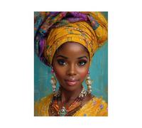 BOHUO Retro Style African American Canvas Wall Art Painting Black Woman Modern Modern Seascape Canvas Prints Seaview Landscape Artwork for Home Office Decorations(Yellow 23)-50x70cm Unframed