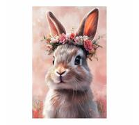 BOHUO Spring Easter Bunny Wall Art Canvas Prints Wreaths Easter Rabbit Artwork for Bedroom, Living Room, Office, Farmhouse Home Wall Decor(Purple 56)-20x30cm Unframed