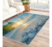 BOHUO Summer Beach Area Rugs, Ocean Seaside Rug Seaside Elegant Modern Rug Suitable for Living Room, Bedroom, Study, Corridor Non-Slip carpet(Green)-240x300cm