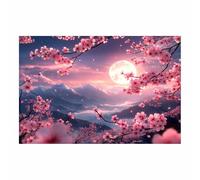 BOHUO Tree of Life Wall Art Colorful Canvas Flower moon Modern Large Panoramic Landscape Artwork for Living Room Bedroom Bathroom Office Home Decor(Pink 60)-70x100cm Unframed