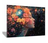 BOHUO Vintage Wildflower Canvas Wall Art Flower Woman Modern Seascape Canvas Prints Seaview Landscape Artwork for Home Office Decorations(Colorful 29)-60x80cm Framed