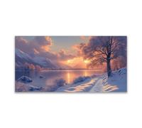 BOHUO Winter Canvas Wall Art Forest Landscape Painting Sunset Posters Prints Pictures Wall Decor Modern Graffiti Painting Artwork for Bathroom(Orange 29)-30x60cm Unframed