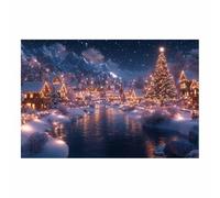 BOHUO Winter Scene Canvas Wall Art: Nature Forest Landscape lake Christmas trees Funny Painting Prints,Picture Art for Room Nursery Home(Blue 39)-30x45cm Unframed