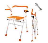 Boiarc Foldable Shower Chair, Folding Bath Shower Seat for Inside Shower, Minimalist Shower Chair with Arms and Back Height Adjustable, Portable Safety Bath Chairs for Elderly, Seniors, Disabled