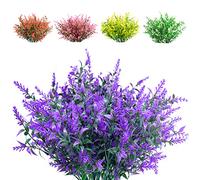 Boic 10 Bunches Artificial Lavender Flowers, Decorative Artificial Flowers, Artificial Flowers Outdoor, Plastic Artificial Plants Faux Flowers For Garden, Home, Indoor, Outdoor Decorations (Purple)