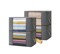 Boic 4 Pack Clothes Storage Bags, 90L Large Capacity Storage Boxes, Foldable Storage Bags With Zips, Clothing StorageBags With Lids Organiser Storage For Toys, Clothing, Bedding, Blankets