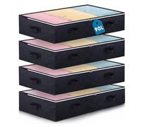 Boic 4 Packs 90L Underbed Storage, Foldable Under Bed Storage, Large UnderbedStorage Boxes With Lids, Fabric Clothes Storage Bag Storage Organizer For Clothes Quilts Blankets Bedding (Black)