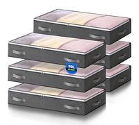 Boic 6 Pack Underbed Storage, 90l Underbed Storage Bags, Under Bed Storage Box With Lid, Underbed Storage Boxes Clothing Storage Bags With Reinforced Handle For Clothes Quilts Blankets Beddin